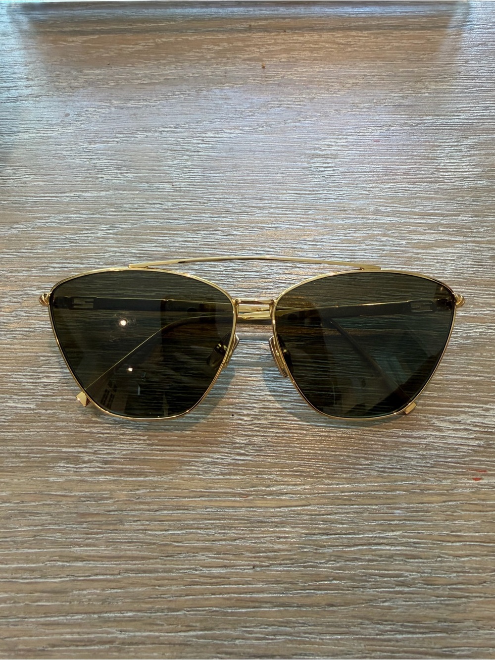 Fendi Gold Frame Black Lens Women's Sunglasses
